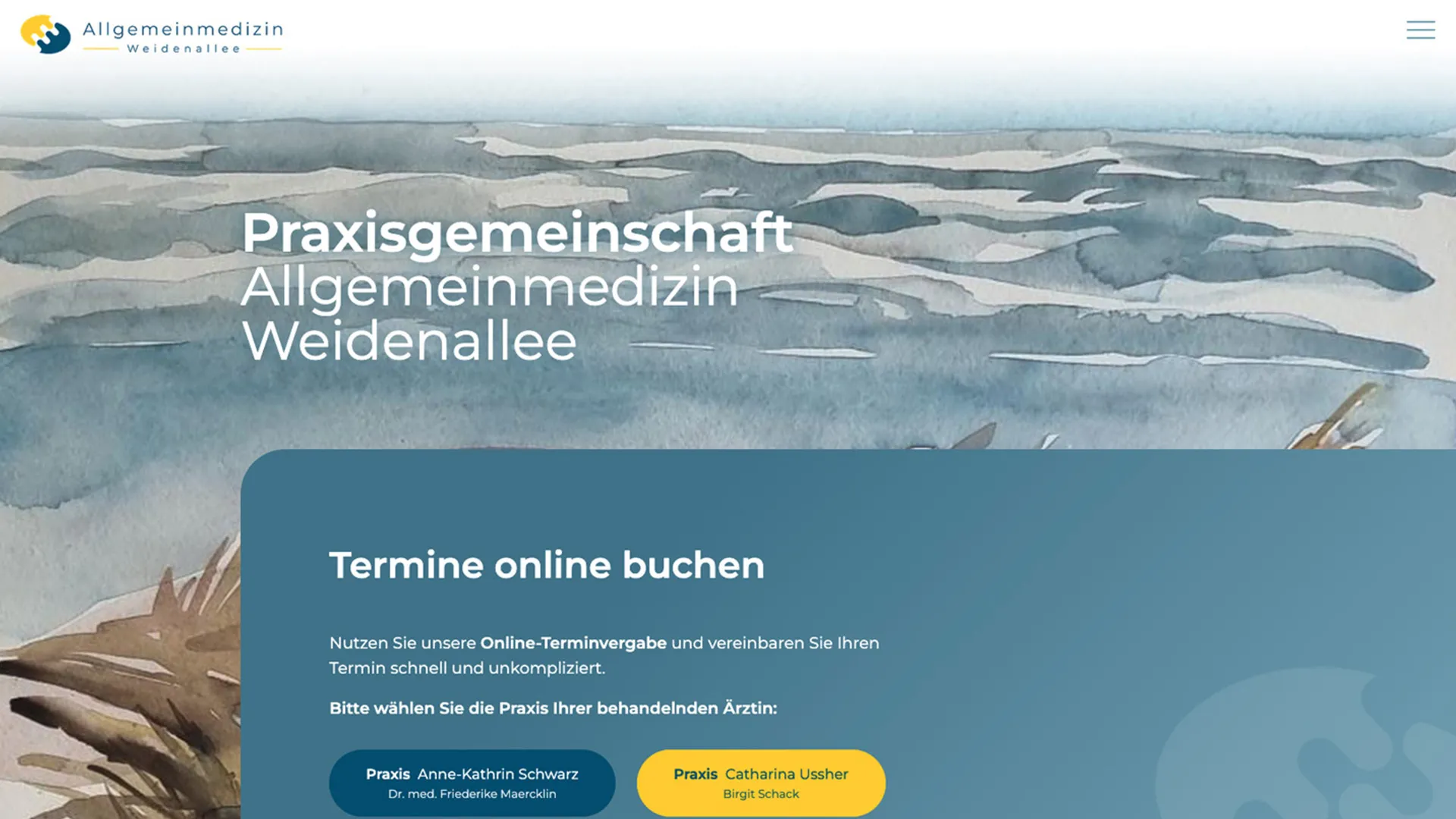 Allgemeinmedizin Weidenallee Website – Startseiten-Design